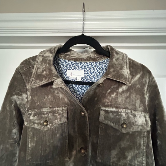 Anthropologie Velvet Shacket,  Army Green, NWOT, size Medium - Picture 3 of 8